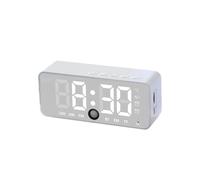 (White)Mirror Sound, Clock, Alarm, Speaker With A-I Voice Prompt, Human Sensing Mode, Dual Alarm For Waking Up PUW0956