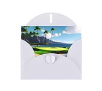White MJHKXLJ Carte de vœux avec impression sur parcours de golf hawaïen nacré - Enveloppe incluse - Parfait pour Noël, les anniversaires, la Saint-Valentin, les mariages, et plus encore