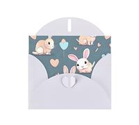 White MJHKXLJ Carte de vœux avec imprimé lapin nacré avec enveloppe incluse Idéal pour Noël, anniversaires, Saint-Valentin, mariages, etc