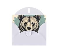 White MJHKXLJ Carte de vœux avec imprimé ours nacrés et animaux sauvages - Enveloppe incluse - Parfait pour Noël, les anniversaires, la Saint-Valentin, les mariages, etc