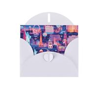 White MJHKXLJ Carte de vœux nacrée avec impression de ville de Las Vegas - Enveloppe incluse - Parfait pour Noël, les anniversaires, la Saint-Valentin, les mariages et plus encore