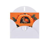 White MJHKXLJ Carte de vœux nacrée avec imprimé Turquie sur voiture citrouille - Enveloppe incluse - Parfait pour Noël, les anniversaires, la Saint-Valentin, les mariages et plus encore
