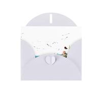 White MJHKXLJ Carte de vœux nacrée avec inscription « Little Girl watching seagulls on the reef » - Enveloppe incluse - Parfait pour Noël, les anniversaires, la Saint-Valentin, les mariages, etc