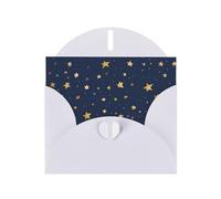 White MJHKXLJ Carte de vœux nacrée Bleu marine avec imprimé ciel et étoiles - Enveloppe incluse - Parfait pour Noël, les anniversaires, la Saint-Valentin, les mariages et plus encore
