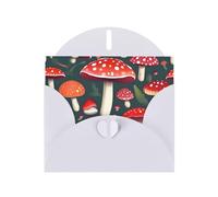 White MJHKXLJ Carte de vœux nacrée Motif champignons sauvages Enveloppe incluse Parfait pour Noël, anniversaires, Saint-Valentin, mariages et plus encore