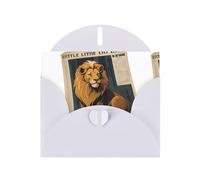 White MJHKXLJ Carte de vœux nacrée Motif petit lion sur un journal - Enveloppe incluse - Parfait pour Noël, anniversaires, Saint-Valentin, mariages, etc