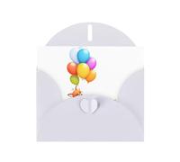 White MJHKXLJ Little Fox sitting on the balloon boat Prints Pearlized Greeting Card - Enveloppe incluse - Parfait pour Noël, anniversaires, Saint-Valentin, mariages, etc