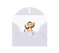White MJHKXLJ Little Monkey on the swing Prints Carte de vœux nacrée - Enveloppe incluse - Parfait pour Noël, anniversaires, Saint-Valentin, mariages, etc