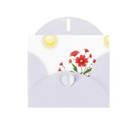 White MJHKXLJ Little Red Flowers Under the Sun Prints Carte de vœux nacrée - Enveloppe incluse - Parfait pour Noël, les anniversaires, la Saint-Valentin, les mariages et plus encore