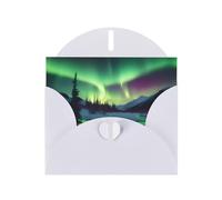 White MJHKXLJ Magnifique carte de vœux avec imprimé aurore boréale nacrée - Enveloppe incluse - Parfait pour Noël, anniversaires, Saint-Valentin, mariages, et plus encore