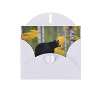 White MJHKXLJ Rge and Small Black Bear Prints Carte de vœux nacrée - Enveloppe incluse - Parfait pour Noël, anniversaires, Saint-Valentin, mariages, et plus encore