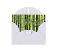 White MJHKXLJ Spring Bamboo Prints Carte de vœux nacrée - Enveloppe incluse - Parfait pour Noël, les anniversaires, la Saint-Valentin, les mariages, et plus encore