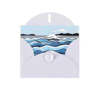 White MJHKXLJ Waves lapping at the rocks Carte de vœux nacrée - Enveloppe incluse - Parfait pour Noël, anniversaires, Saint-Valentin, mariages, et plus encore