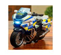 (White)Modèle simulé moto police moto alliage avec lumières et son pour jouer enfants