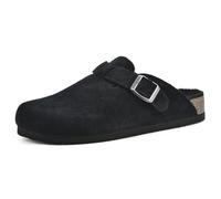 WHITE MOUNTAIN Bari Signature Sabots Confortables moulés pour Semelle intérieure, Noir/Daim avec Fausse Fourrure, 40.5 EU