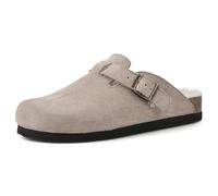 White Mountain Bari Signature Sabots confortables moulés pour semelle intérieure, Taupe/daim avec fausse fourrure, 40.5 EU