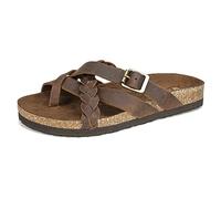 WHITE MOUNTAIN Femme Harrington Sandale Plate, Cuir Marron, 39 EU