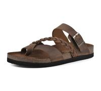 WHITE MOUNTAIN Femme Hazy Sandale Plate, Cuir Whisky, 38 EU