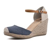 WHITE MOUNTAIN Femme Mamba Sandale cale, Denim Blue Fab, 42 EU