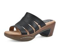 WHITE MOUNTAIN Femme Valora Sandale cale, Noir Met tissé, 38.5 EU