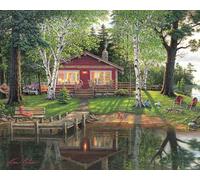 White Mountain Puzzles Simpler Times Puzzle 1000 pièces Scenic Lake House