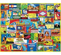 White Mountain Puzzles State Stickers, 1000 Pieces Jigsaw Puzzle