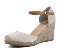 White Mountain Sandales Espadrilles compensées Mamba pour Femme, Tissu Naturel, 42 EU