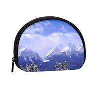 White Mountain View Mini porte-monnaie à fermeture éclair, petit organisateur de voyage avec imprimé intégral, tissu polyester durable, pochette compacte pour pièces de monnaie, clés