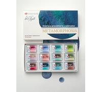 White Nights Nouveau Set de peintures aquarelle à granulation Métamorphose, 12 godets, carton