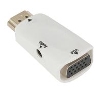 White-no cable Convertisseur de câble audio compatible HDMI vers VGA, convertisseur de câble audio 1080P, prise jack 3.5mm, PC, ordinateur portable, boîtier TV, écran d'ordinateur ""Nipseyteko