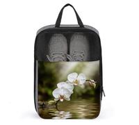 White Orchid in The Pond - Sac à chaussures de voyage résistant à l'eau avec fermeture éclair - Gris - Taille unique - Moderne, gris, Taille unique, Moderne
