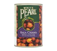 White Pearl Kala Chana Lot de 12 petits pois marron dans de l'eau salée 400 g