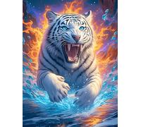 White Petit tigre dans une lueur magique ardente 1000 Pieces Casse-tête Expert Confirmé En Carton Anti-Déchirure Animal sauvage et animal de compagnie Cute Très Difficile Motif Complexe Décoration Mur
