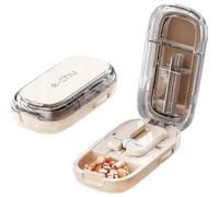 (White)Pill Cutter, Precision Pill Cutter, Compact and Portable, 1 Split into 2, 1 Split into 4, Multifunctional Medicine Cutter, Medicine Box