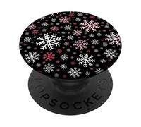 White Pink Snowflakes Pattern Winter Christmas Holidays Snow PopSockets PopGrip Adhésif