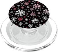 White Pink Snowflakes Pattern Winter Christmas Holidays Snow PopSockets PopGrip pour MagSafe