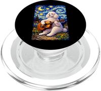 White Poodle Playing Guitar Whimsical Dog Art Music Camping PopSockets PopGrip pour MagSafe