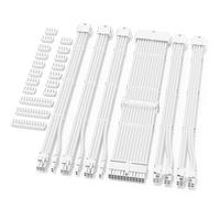 White PSU Extension Cable Kit,PC Power Extension Mod Cables-1 x 24 Pin ATX /2 x 8 (4+4) Pin EPS /3X 8(6+2) Pin Gold Plated PCIE GPU White Nylon Braided