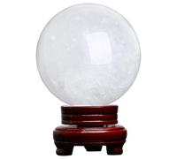 White Quartz Crystal Ball Sphere with Stand for Lucky Wealth Protect The House Home Decor Feng Shui Ornament,90mm