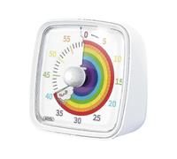 (White Rainbow)60 Minute Visual Timer with Night Light, Countdown & Pomodoro Timer, Rainbow Pattern for Kids & Adults