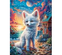 White Renard dans la forêt magique 500 Pièces Puzzle Famille En Carton Sans Déformation Scène de conte de fées dessin animé Difficulté Moyenne Activité Familiale Anti-Stress Jeu De Société Soirée Entr