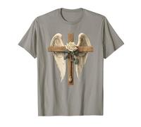 White Roses Flower Christian Cross for Women and Blessed Mom T-Shirt