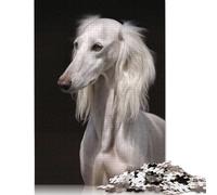 White Saluki Dog Puzzle 1000 Pieces Cadeau Unique Jeu Éducatif Défi Jouet À De Qualité Supérieure Peinture Art pour Adultes Et Enfants 1000pcs (75x50cm)