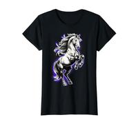 White Shire Cheval Violet Aura Equestre Élevage T-Shirt Graphique avec Valeur, Femme, Noir, M