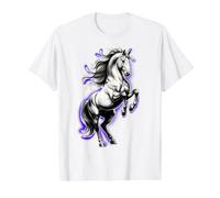 White Shire Cheval Violet Aura Equestre Élevage T-Shirt Graphique avec Valeur, Homme, Blanc, M