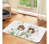 White Snowdrop Flower Botanical Watercolor Painting,Waterproof Pet Feeding Mat,PU Leather Placemats for Cat Dog Water Bowl,Food Mats,40x60cm