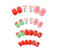 White Snowman False Nails Christmas Couvre Pleins Bâtons Sur Les Ongles Presse Carrée Courte Sur Les Manucures Supplies White Snowman Falle Nail Nail Press Press Couvercle Complet Stick
