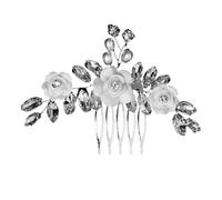 White Soft Ceramic Flower Women's Hair Comb Pearl Rhinestone Daily Clip Wedding Party Bridal Jewelry Headdress(J6598S)