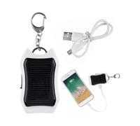 (white)Solar Power Bank Keychain, Solar Phone Charger 1500mAh, Portable Solar Charger Power Bank External Battery Pack with 3 LEDs for Camping