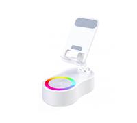 (White) SonicDrop Dock Magic Speaker & Charging Stand, SonicDrop Dock Rotating LED Phone Stand for Desk Car Office